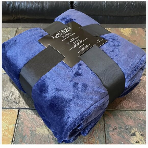 Ralph Lauren Classic Micromink Navy Blue Polyester KING Blanket 108"x90" - Picture 3 of 7